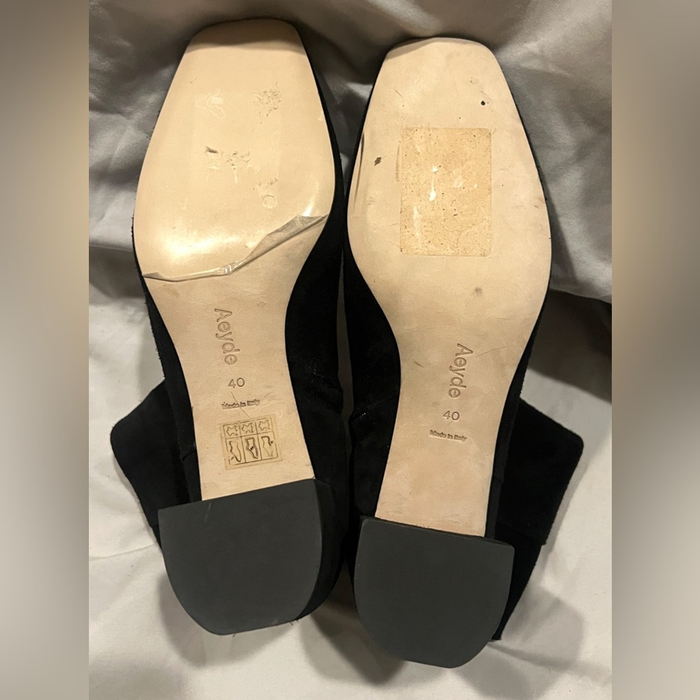 AEYDE BLACK SUEDE ANKLE BOOTIES ZIP BLOCK HEEL NEW EU 40 US 9 $495 - Picture 4 of 11